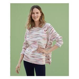 NWT Lou & Grey for Loft Spacedye Seamed Poncho Sweater Striped Large/XL